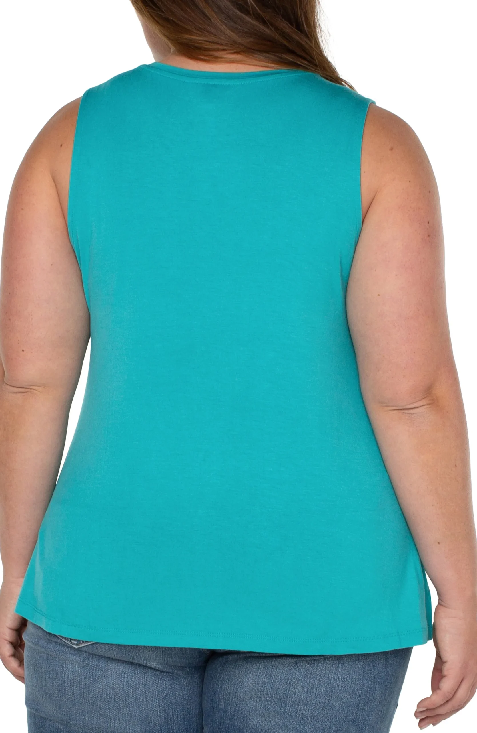 Tops-Liverpool Los Angeles SLEEVELESS SCOOP NECK TANK Baltic
