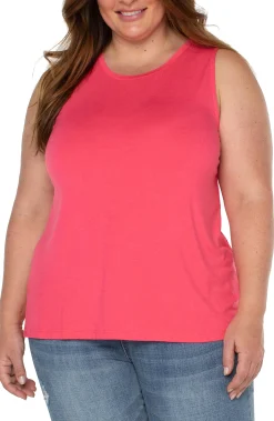 Tops-Liverpool Los Angeles SLEEVELESS SCOOP NECK TANK Watermelon
