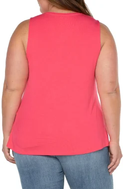 Tops-Liverpool Los Angeles SLEEVELESS SCOOP NECK TANK Watermelon