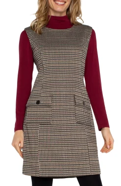 Dresses-Liverpool Los Angeles SLEEVELESS SHIFT DRESS Blacktanhoundstooth