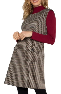Dresses-Liverpool Los Angeles SLEEVELESS SHIFT DRESS Blacktanhoundstooth