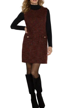 Dresses-Liverpool Los Angeles SLEEVELESS SHIFT DRESS Bordeauxmulti