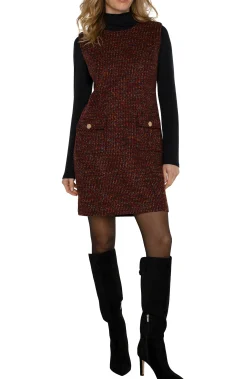 Dresses-Liverpool Los Angeles SLEEVELESS SHIFT DRESS Bordeauxmulti