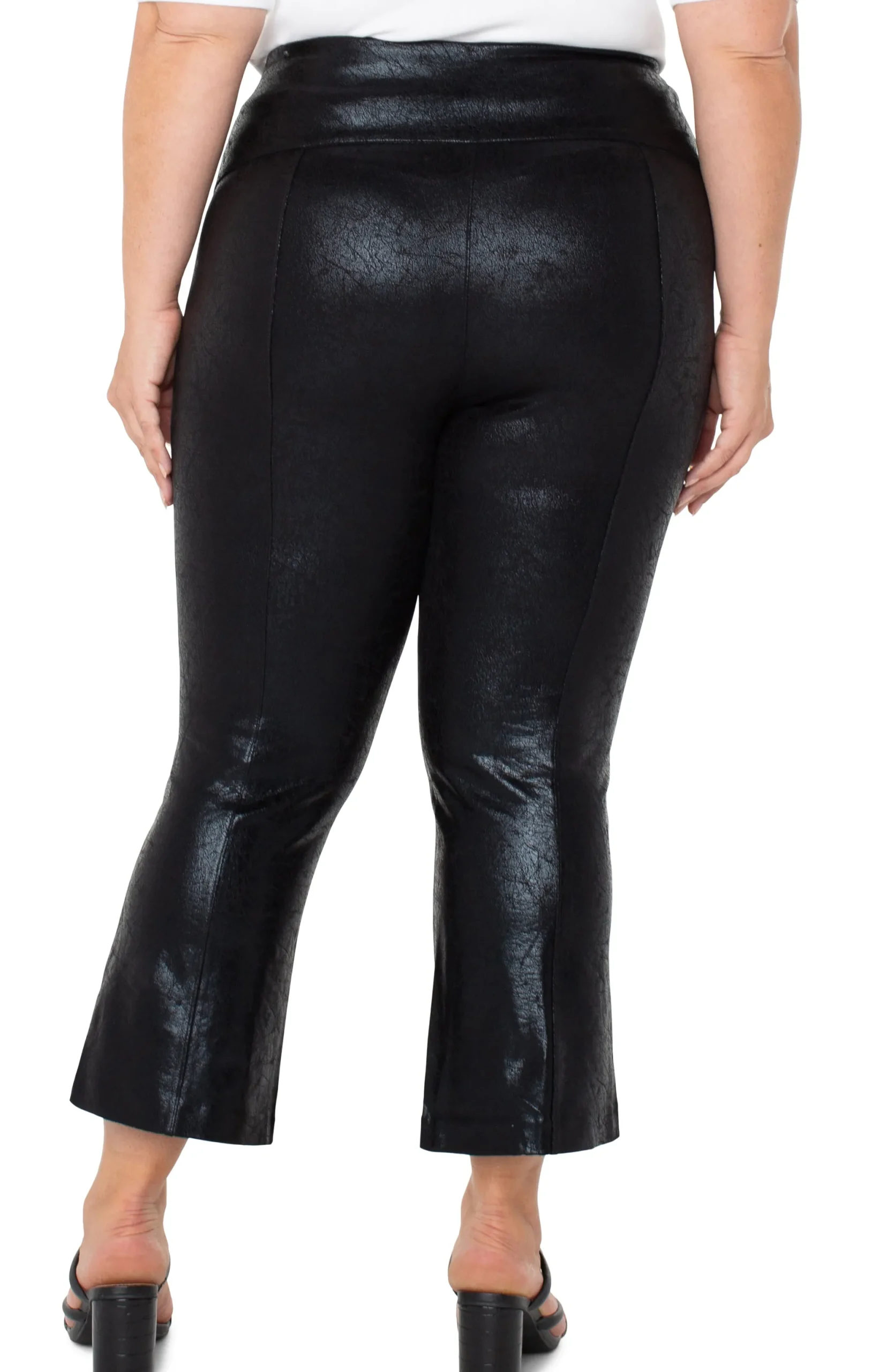 Pants-Liverpool Los Angeles STELLA KICK FLARE WITH WELT POCKETS Blackcracklecoated