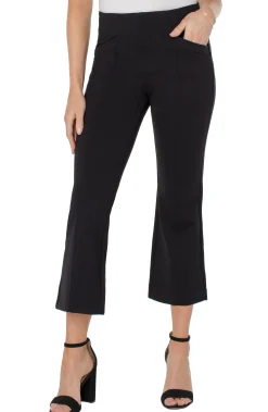 Knit Pull-On|Pants-Liverpool Los Angeles STELLA KICK FLARE WITH WELT POCKETS Black