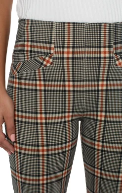 Knit Pull-On-Liverpool Los Angeles STELLA KICK FLARE WITH WELT POCKETS Blackcinnamontartanplaid