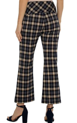 Pants|Knit Pull-On-Liverpool Los Angeles STELLA KICK FLARE WITH WELT POCKETS Darknavytartanplaid