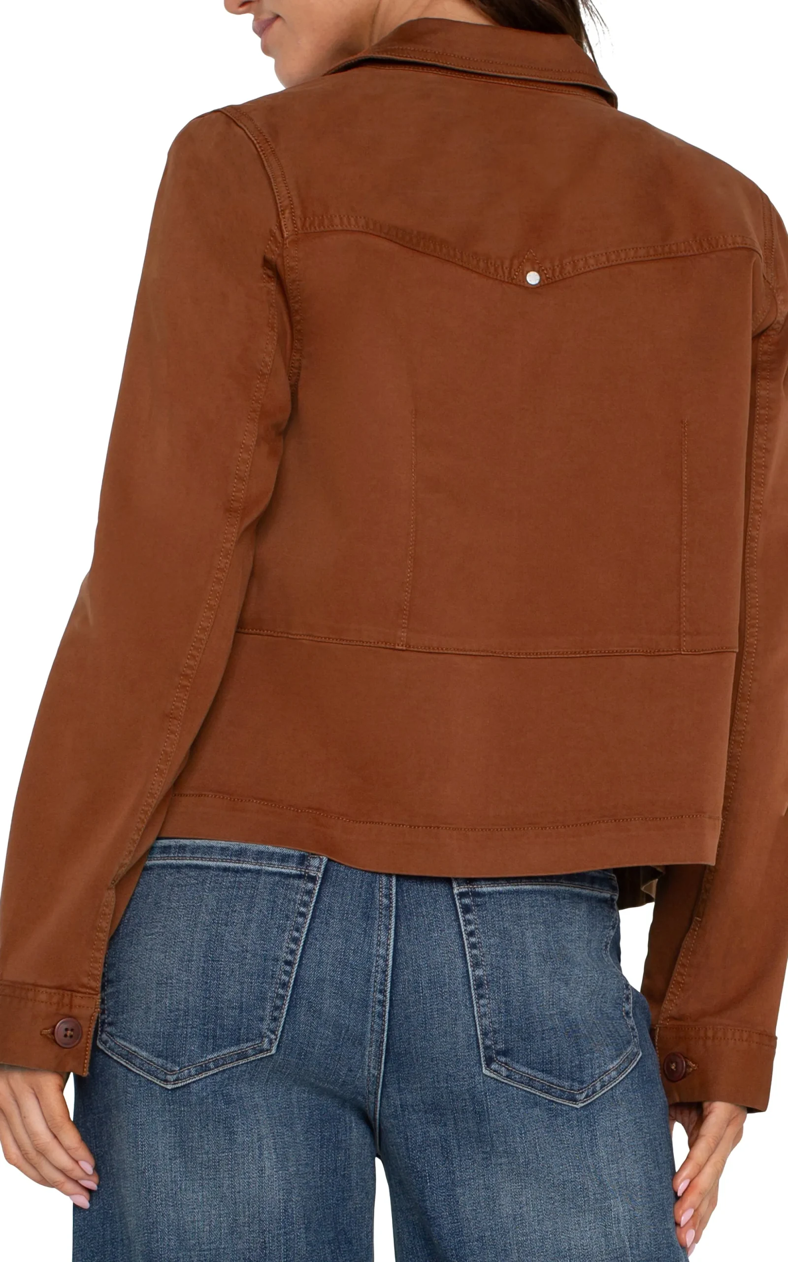 Jackets-Liverpool Los Angeles TRUCKER JACKET WITH PEPLUM HEM Burlywood