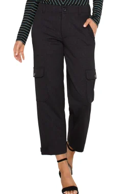 Pants|Utility Pants-Liverpool Los Angeles UTILITY CARGO CROP WITH TAB HEM Blackcrosshatch