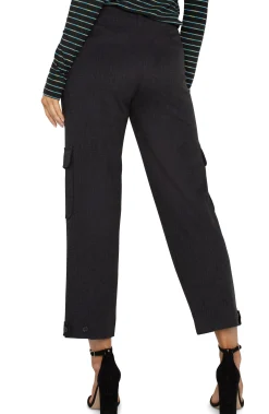 Pants|Utility Pants-Liverpool Los Angeles UTILITY CARGO CROP WITH TAB HEM Blackcrosshatch