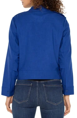 Jackets-Liverpool Los Angeles UTILITY CROP JACKET Bluetopaz