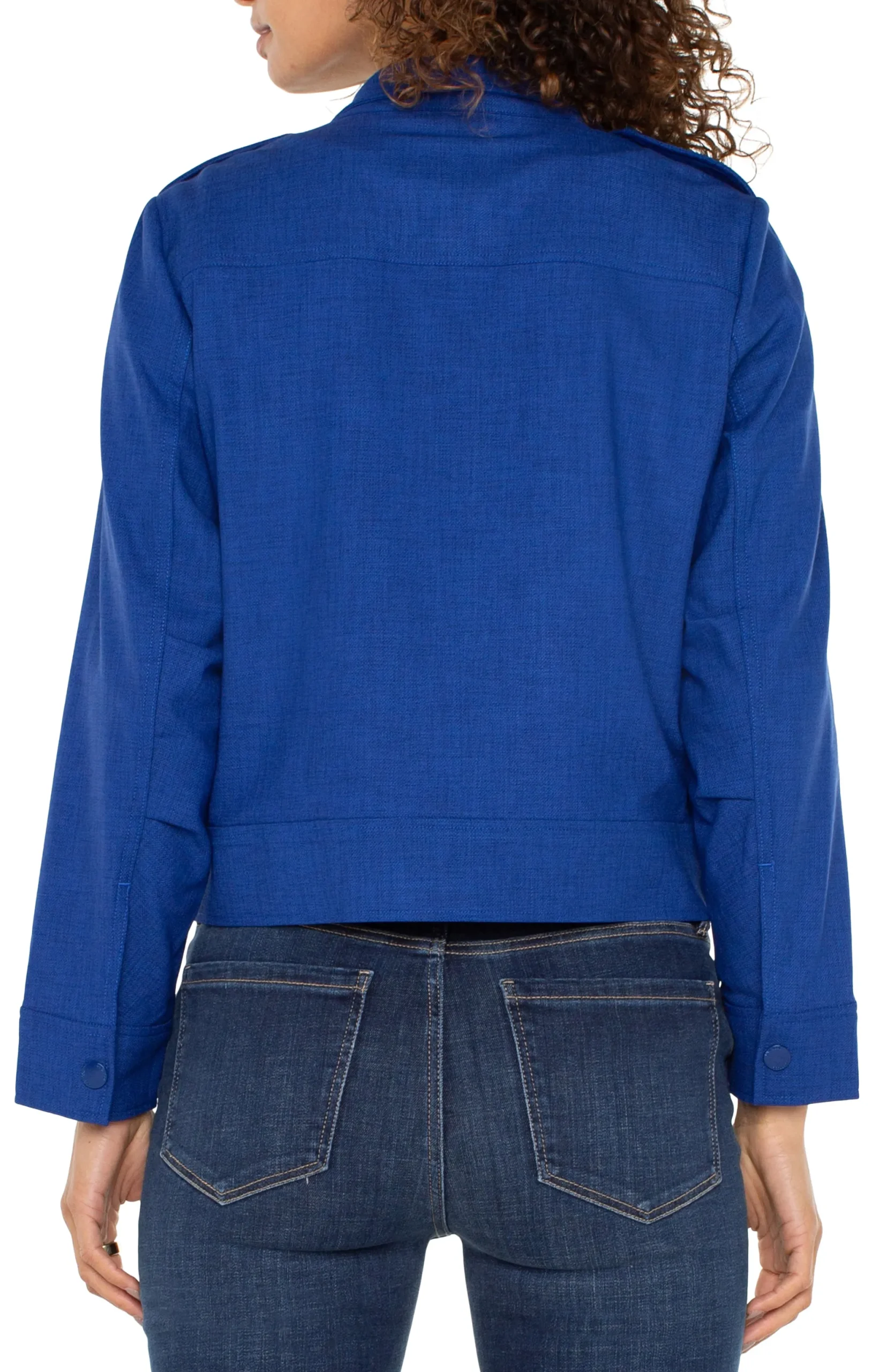 Jackets-Liverpool Los Angeles UTILITY CROP JACKET Bluetopaz