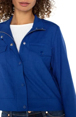 Jackets-Liverpool Los Angeles UTILITY CROP JACKET Bluetopaz