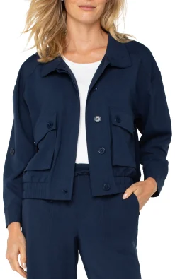 Jackets-Liverpool Los Angeles UTILITY JACKET WITH CINCH HEM Darknavy
