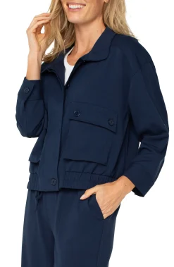 Jackets-Liverpool Los Angeles UTILITY JACKET WITH CINCH HEM Darknavy