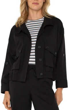 Jackets-Liverpool Los Angeles UTILITY JACKET WITH CINCH HEM Black