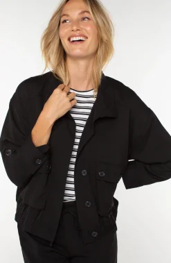 Jackets-Liverpool Los Angeles UTILITY JACKET WITH CINCH HEM Black