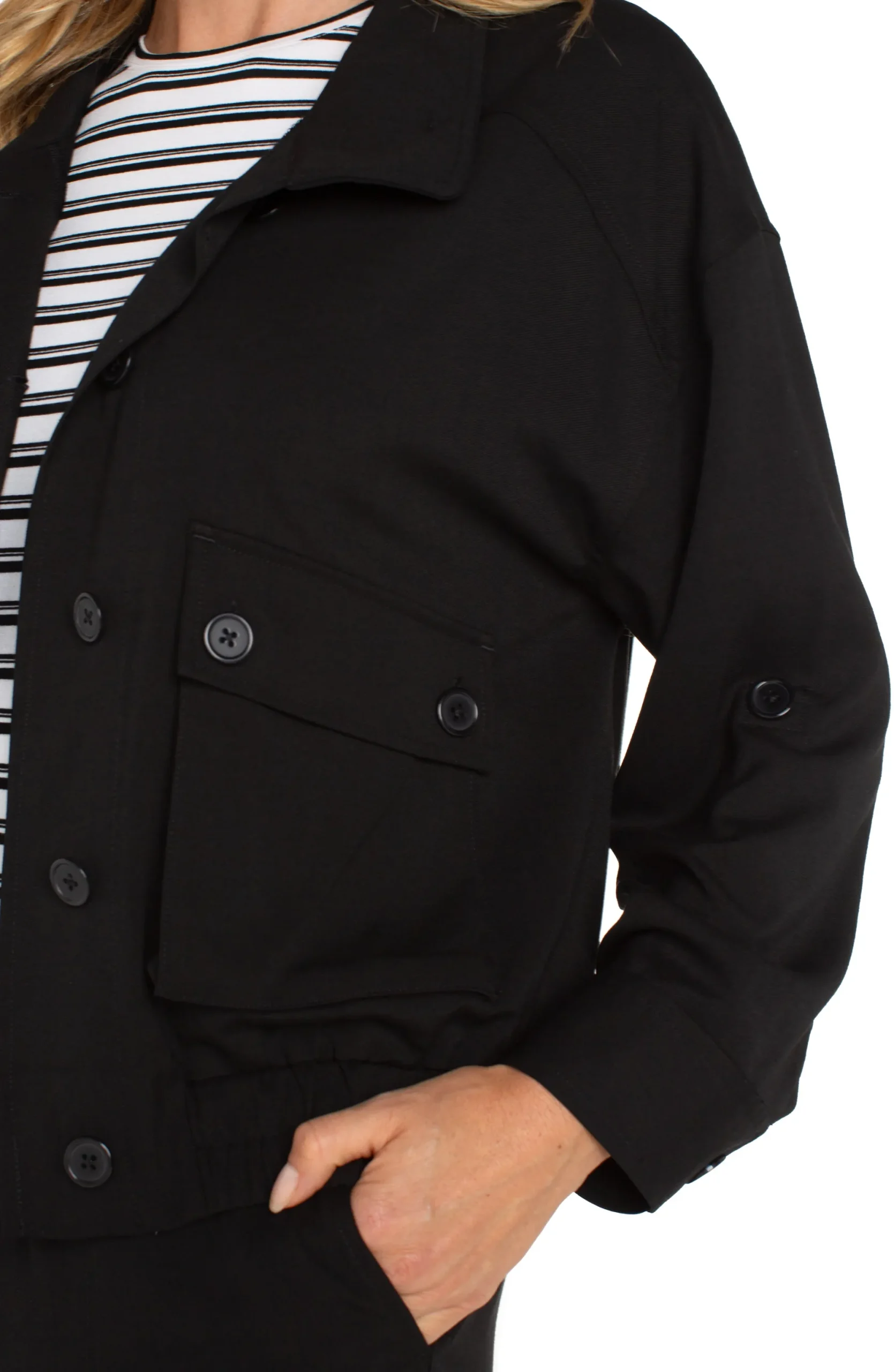 Jackets-Liverpool Los Angeles UTILITY JACKET WITH CINCH HEM Black