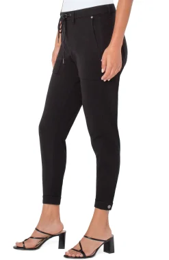 Utility Pants-Liverpool Los Angeles UTILITY JOGGER WITH SNAP HEM Black