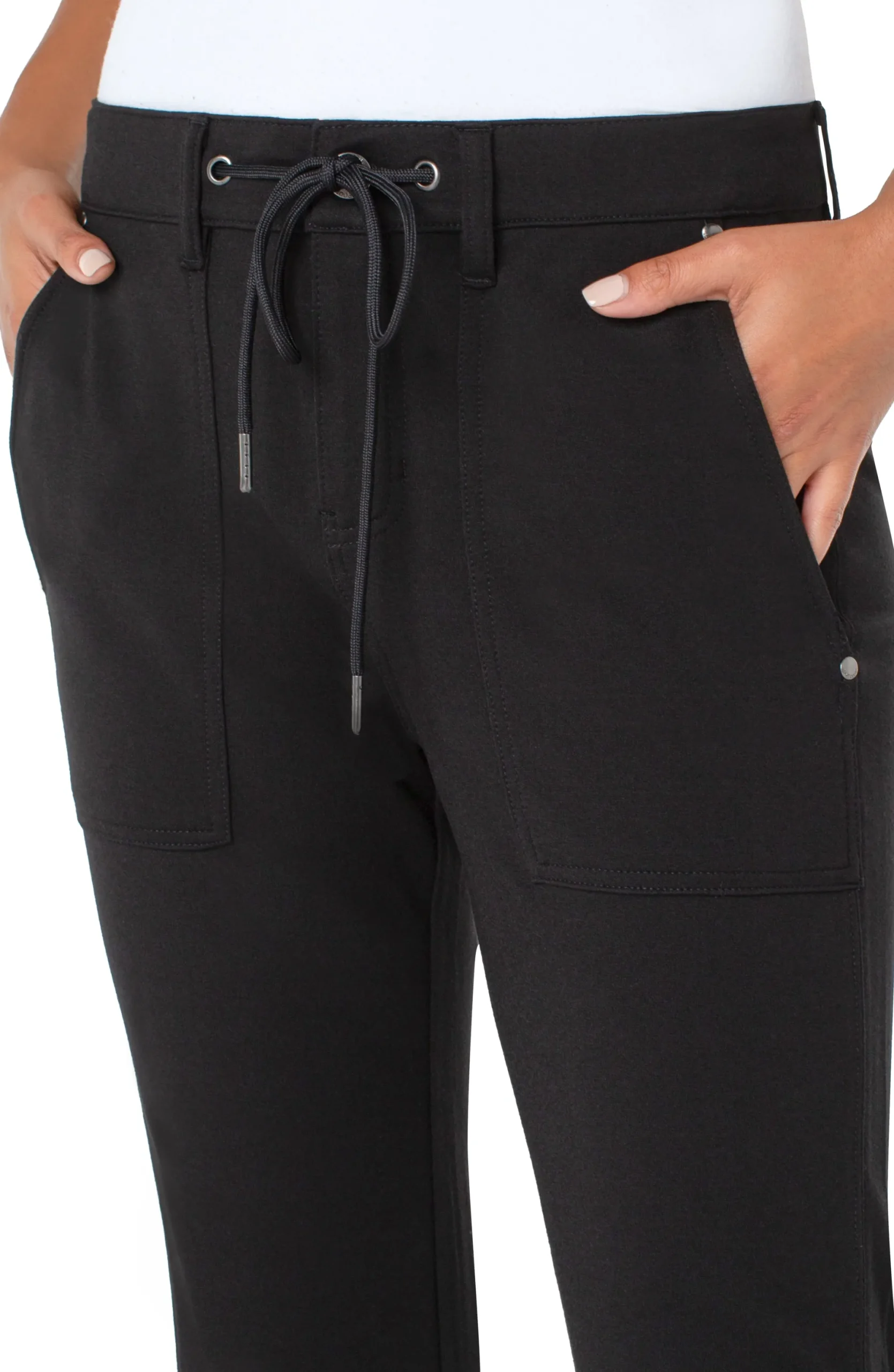 Utility Pants-Liverpool Los Angeles UTILITY JOGGER WITH SNAP HEM Black