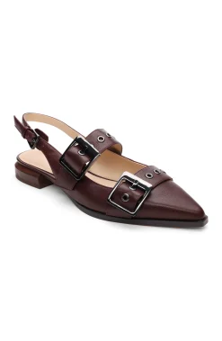 Flats-Liverpool Los Angeles VILLA LEATHER SLINGBACK WITH DOUBLE BUCKLE Hickory