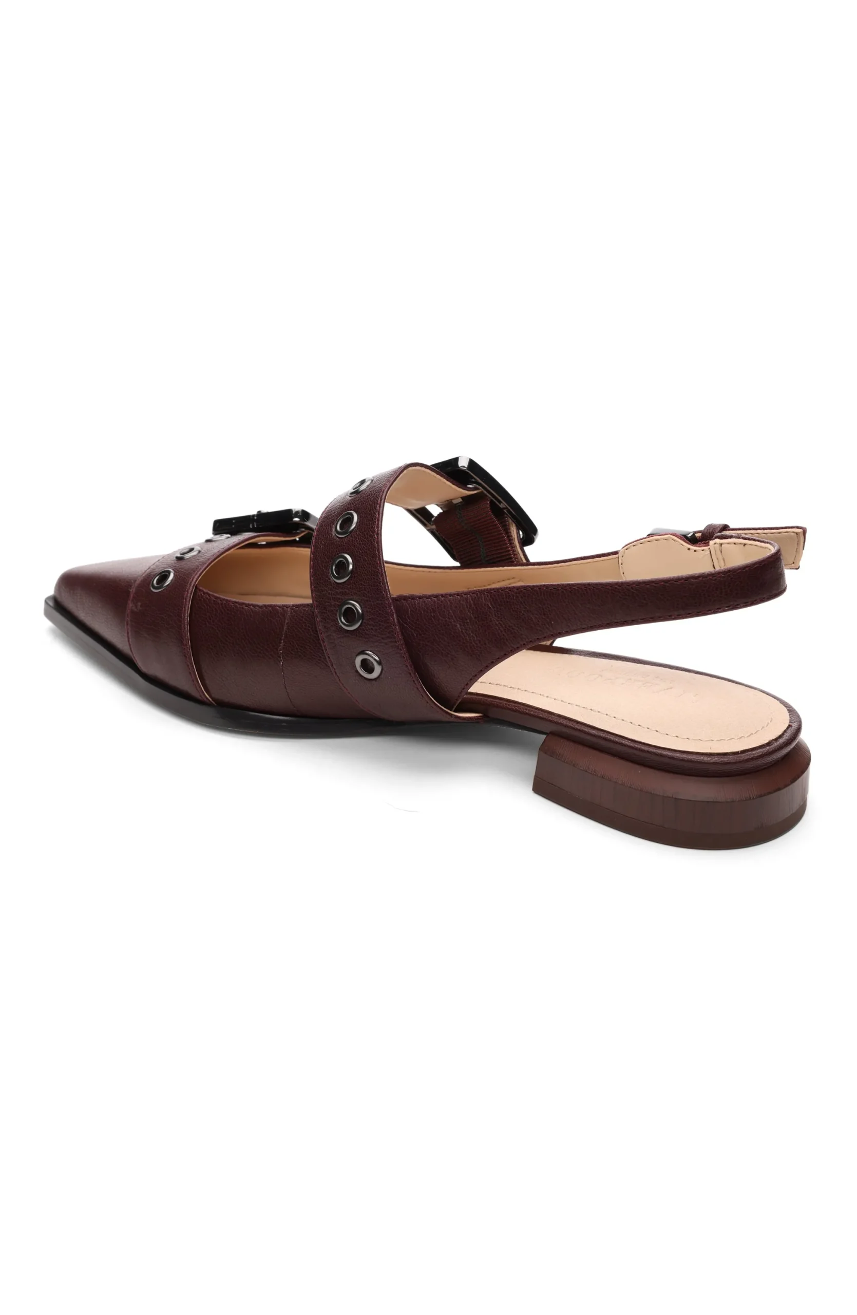 Flats-Liverpool Los Angeles VILLA LEATHER SLINGBACK WITH DOUBLE BUCKLE Hickory