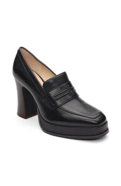 Heels|Loafers-Liverpool Los Angeles WESTLAKE LOAFER WITH MID STACK HEEL Black