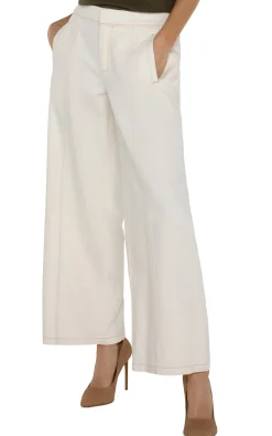 Jeans|Pants-Liverpool Los Angeles WIDE LEG TROUSER WITH ELASTIC WAISTBAND Antiqueecru