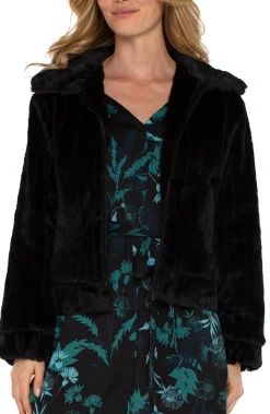 Jackets-Liverpool Los Angeles ZIP UP FAUX FUR JACKET Black